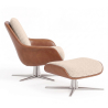 Buy Contemporary Upholstered Design Armchair with Footrest - Aletha White 61066 with a guarantee