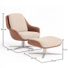 Buy Contemporary Upholstered Design Armchair with Footrest - Aletha White 61066 - in the EU