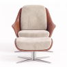 Buy Contemporary Upholstered Design Armchair with Footrest - Aletha White 61066 home delivery