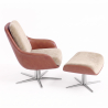 Buy Contemporary Upholstered Design Armchair with Footrest - Aletha White 61066 with a guarantee