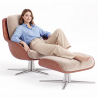 Buy Contemporary Upholstered Design Armchair with Footrest - Aletha White 61066 at MyFaktory