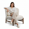 Buy Bouclé Fabric and Wood Armchair - Ebbe White 61135 in the Europe