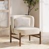 Buy Bouclé Fabric and Wood Armchair - Ebbe White 61135 - prices