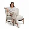 Buy Bouclé Fabric and Wood Armchair - Ebbe White 61135 - prices