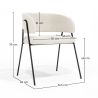 Buy Dining chair - Upholstered in Bouclé Fabric - Manar White 61153 - prices