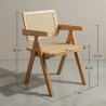 Buy Dining Chair in Cane Rattan - with Armrests - Leru Natural wood 61162 - in the EU