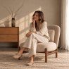 Buy Velvet upholstered armchair with wood - Ebbe Beige 61215 in the Europe