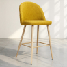 Buy Stool upholstered in fabric - Scandinavian design - 66 cm, natural wood legs - Bennett Yellow 61276 in the Europe