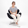 Buy Curved Design Swivel Armchair - Fabric Uphostered - Colette Black 13662 home delivery
