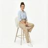 Buy Stool Upholstered in Bouclé Fabric - Scandinavian Design - 66cm - Bennett White 61285 at MyFaktory
