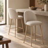 Buy Stool Upholstered in Bouclé Fabric - Scandinavian Design - 66cm - Bennett White 61285 - prices