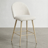 Buy Stool Upholstered in Bouclé Fabric - Scandinavian Design - 66cm - Bennett White 61285 in the Europe