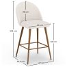 Buy Stool Upholstered in Bouclé Fabric - Scandinavian Design - 66cm - Bennett White 61286 home delivery