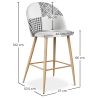 Buy Patchwork Upholstered Stool - Scandinavian Style - Black and White - 66cm -  Bennett White / Black 61291 home delivery