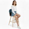 Buy Patchwork Upholstered Stool - Scandinavian - 66cm - Bennett Multicolour 61293 in the Europe