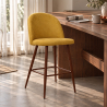 Buy Stool upholstered in fabric - Scandinavian design - 66 cm, dark wooden legs - Bennett Yellow 61284 - prices