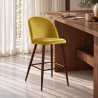 Buy Velvet upholstered stool - Scandinavian design - 66 cm, dark wooden legs - Bennett Yellow 61287 - prices