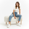 Buy Upholstered Bouclé Bench - Round White 61250 at MyFaktory