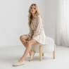 Buy Low Stool Upholstered in Bouclé - Round White 61251 at MyFaktory