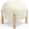 Buy Low Stool Upholstered in Bouclé - Round White 61251 with a guarantee