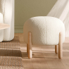 Buy Low Stool Upholstered in Bouclé - Round White 61251 - prices