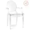 Buy Pack of 2 Transparent Dining Chair - Armrest Design - Louis King Transparent 58735 in the Europe