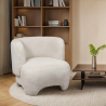 Buy  Upholstered Armchair - Bouclé Fabric Lounge Chair - Janko White 61296 - prices