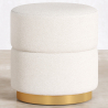 Buy Round Pouf Upholstered in Bouclé Fabric - Leta White 61299 with a guarantee