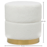 Buy Round Pouf Upholstered in Bouclé Fabric - Leta White 61299 home delivery