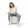Buy Round Pouf Upholstered in Bouclé Fabric - Leonora White 61301 at MyFaktory