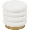 Buy Round Pouf Upholstered in Bouclé Fabric - Leonora White 61301 with a guarantee