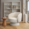 Buy Armchair Upholstered in Bouclé Fabric - Curved Design - Lilo White 61304 - prices