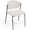 Buy Dining chair - Upholstered in Bouclé Fabric - Black Metal - Vara White 61332 in the Europe