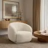 Buy Upholstered Armchair in Bouclé Fabric - Curved Design - Wendry White 61302 - prices