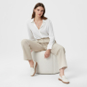 Buy Round Ottoman Upholstered in Bouclé Fabric - Debri White 61306 at MyFaktory