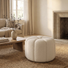 Buy Round Ottoman Upholstered in Bouclé Fabric - Debri White 61306 in the Europe