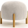 Buy Round Corduroy Upholstered Pouf with Natural Wood Legs - Merv Ivory 61450 - in the EU