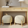 Buy Round Corduroy Upholstered Pouf with Natural Wood Legs - Merv Mustard 61450 in the Europe