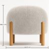 Buy Round Corduroy Upholstered Pouf with Natural Wood Legs - Merv Ivory 61450 - in the EU
