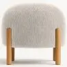 Buy Round Corduroy Upholstered Pouf with Natural Wood Legs - Merv Ivory 61450 - in the EU