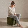 Buy Square Corduroy Upholstered Pouf - Modern Design - Dice Ivory 61451 - prices