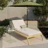 Buy Teak Wood Sun Lounger with Cushion - Beth Natural 61329 - prices