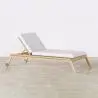 Buy Teak Wood Sun Lounger with Cushion - Beth Natural 61329 - in the EU