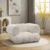 Buy Armchair Upholstered in Bouclé Fabric - Modern Style - Curve Premium White 61489 - prices