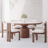 Buy Set Dining Table Round with 6 Wooden Chairs - Minimalist Design - Poler Walnut 61551 - in the EU
