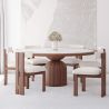 Buy Set Dining Table Round with 6 Wooden Chairs - Minimalist Design - Poler Walnut 61551 - in the EU