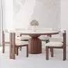 Buy Set Dining Table Round with 6 Wooden Chairs - Minimalist Design - Poler Walnut 61551 - in the EU