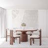 Buy Set Dining Table Round with 6 Wooden Chairs - Minimalist Design - Poler Walnut 61551 at MyFaktory