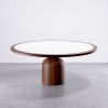 Buy Set Dining Table Round with 6 Wooden Chairs - Minimalist Design - Poler Walnut 61551 with a guarantee