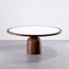 Buy Set Dining Table Round with 6 Wooden Chairs - Minimalist Design - Poler Walnut 61551 in the Europe